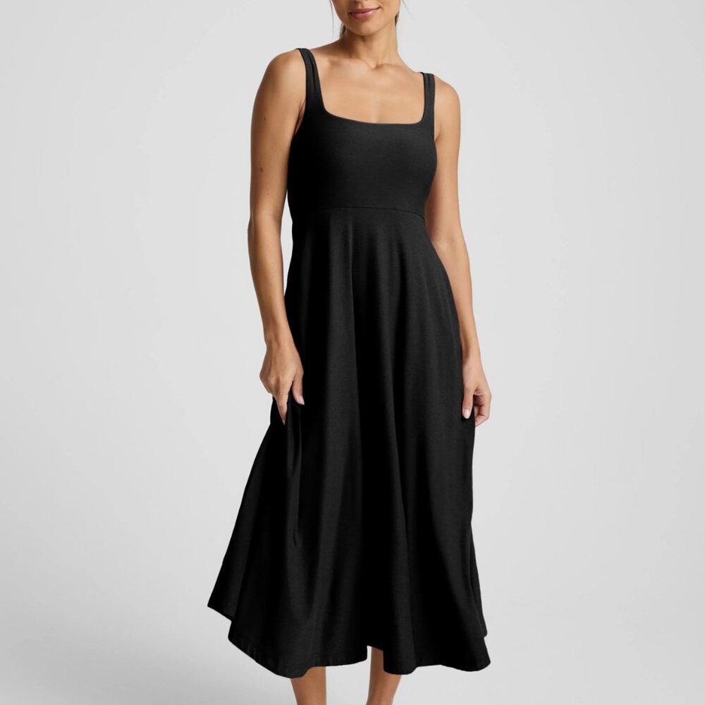 Beyond Yoga Featherweight At The Ready Square Neck Midi Dress Size Small